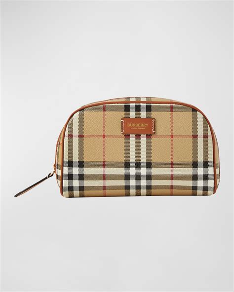 Burberry Small Check Zip Cosmetic Pouch Bag 